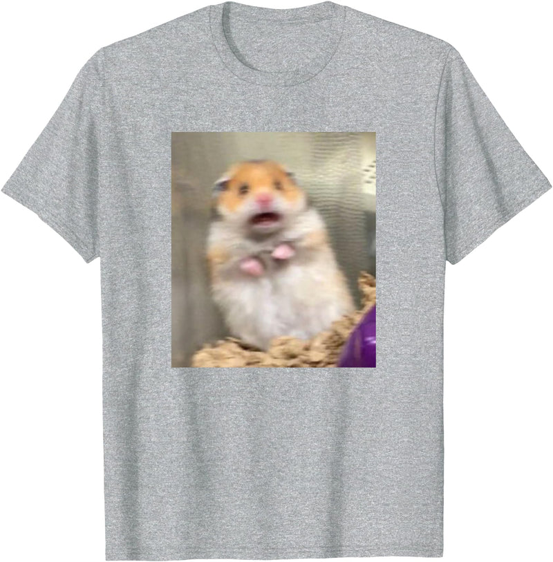 Scared Hamster Meme Funny Pet Owner Dank Trendy T-Shirt - Heather Grey