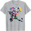 Happy Easter Bunny Hockey Rabbit Men Women Kid T-Shirt in Heather Grey