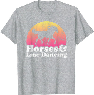 Horses and Line Dancing Apparel Co Horse and Line Dancing Women or Girls Horses T-Shirt - Heather Grey