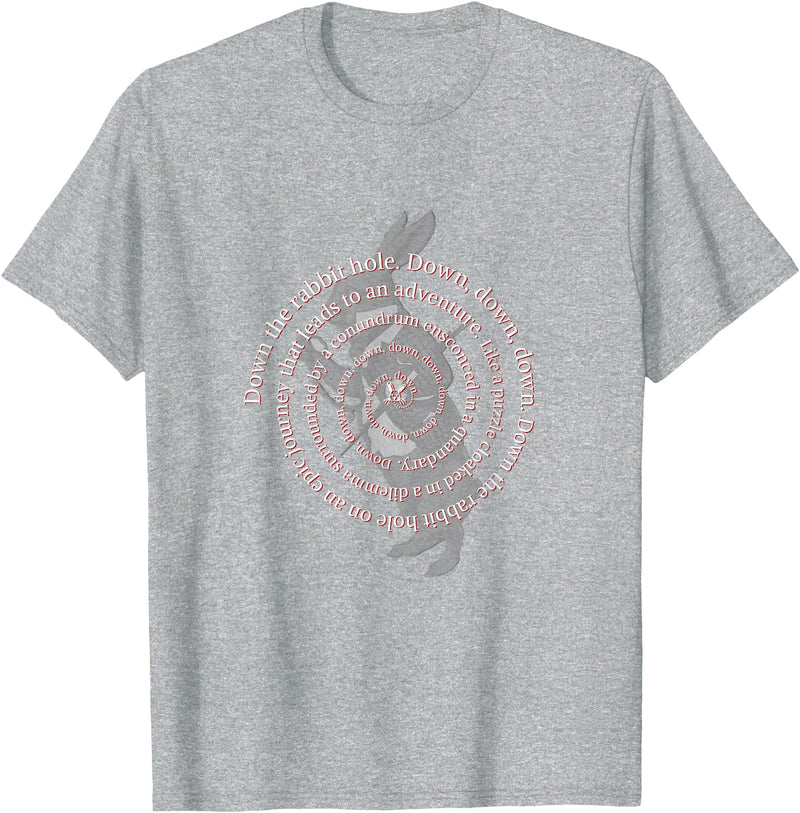 Down the Rabbit Hole. Alice in Wonderland T-Shirt in Heather Grey