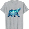 Arctic Wildlife Aurora Borealis Polar Bear Nature Northern Lights Polar Bear Arctic Landscape T-Shirt - Heather Grey