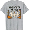 Retro Hangin’ With My Boos Funny Ghost Halloween T-Shirt - Heather Grey