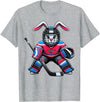 Funny Rabbit Hockey Bunny Easter Men Boy Kid Youth T-Shirt in Heather Grey