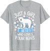 Polar Bear Love Designs Clothing & Co. Just A Girl Who Loves Polar Bears Cute Bear Lover Animal T-Shirt - Heather Grey