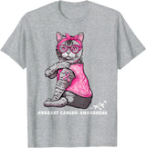 Nad-In October We Wear Pink Funny Cat Pink Ribbon In October We Wear Pink Breast Cancer T-Shirt