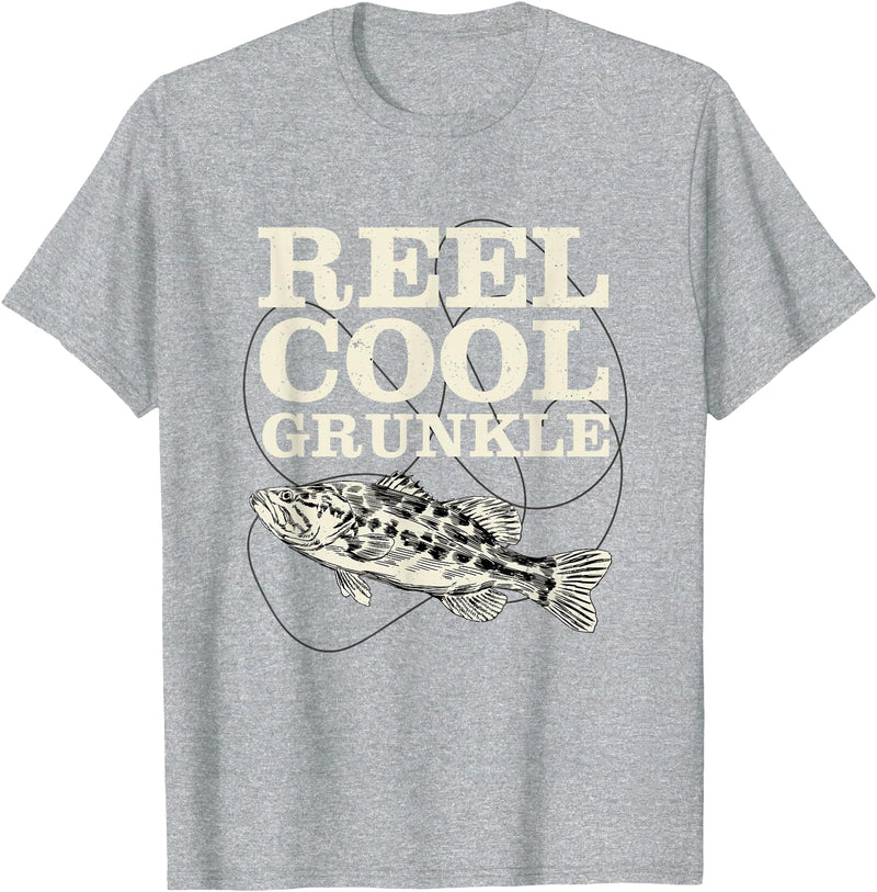 Angling Grunkle Freshwater Pickerel Fishing Rod Reel Cool Grunkle Fly Fishing Walleye Fishing Pole Grunkle T-Shirt - Heather Grey