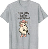 Funny Western Cow Pregnancy Announcement Thanksgiving Pregnancy Announcement Funny Cowgirl Mama to Be T-Shirt - Heather Grey