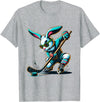 Easter Bunny Hockey Player Rabbit Egg Men Women Boys Kids T-Shirt in Heather Grey