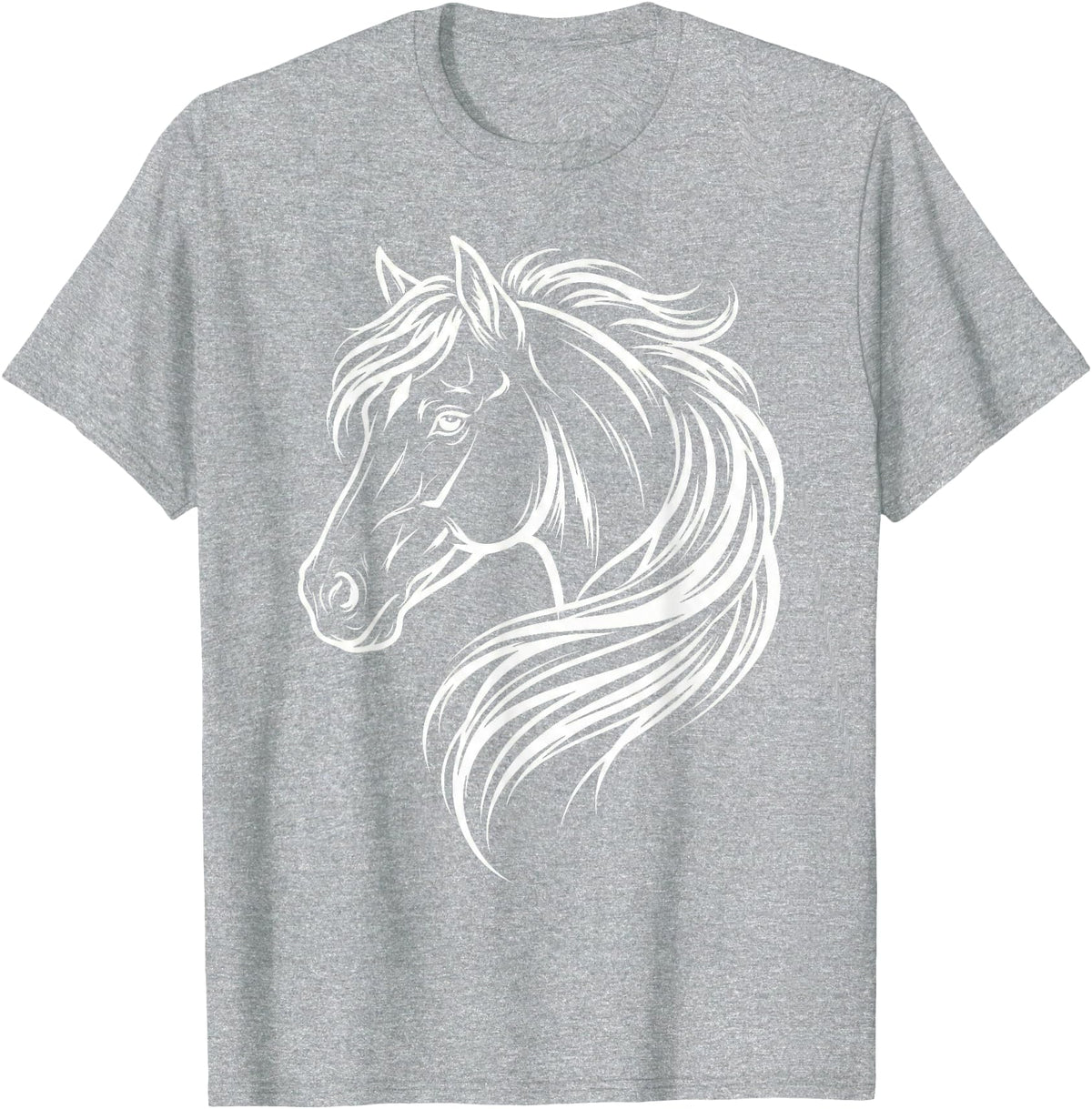 Horse Silhouette Farm Animal Graphic Horses Cute Horse Silhouette Art Equestrian Farm Animal Horse Lover T-Shirt - Heather Grey