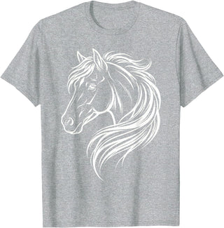 Horse Silhouette Farm Animal Graphic Horses Cute Horse Silhouette Art Equestrian Farm Animal Horse Lover T-Shirt - Heather Grey