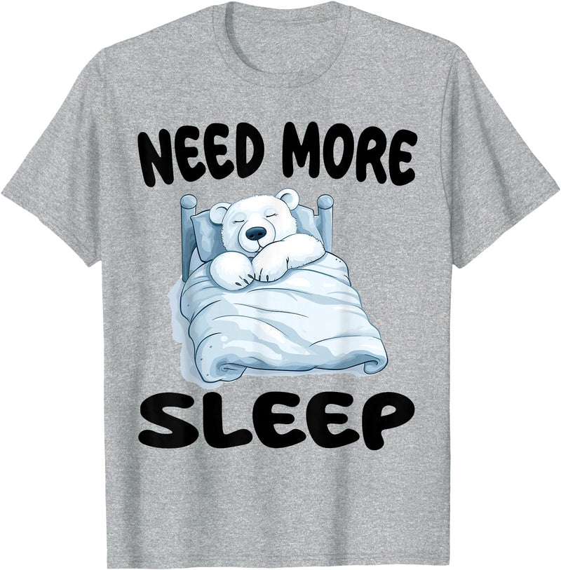 Polar Bear Pajamas & Nightgown .Co Cute Polar Bear Need More Sleep Pajamas Nightgown T-Shirt - Heather Grey