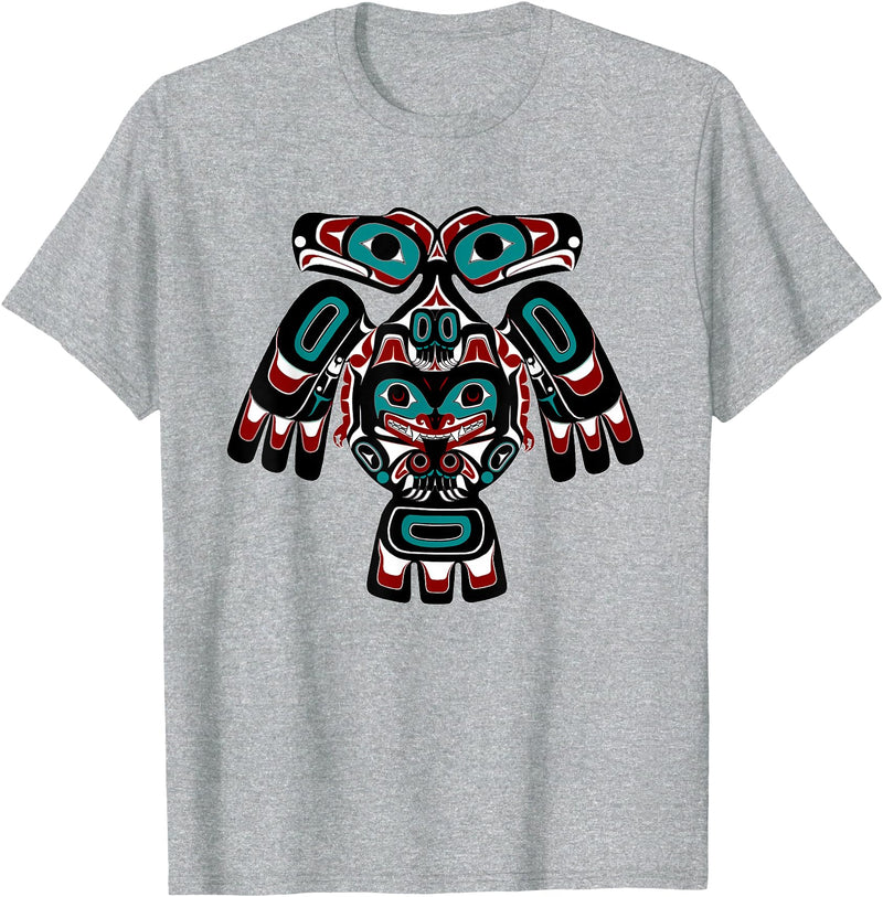 Tribal America Alaska Native American Indian Tlingit Eagle Bear Clan Spirit T-Shirt - Heather Grey