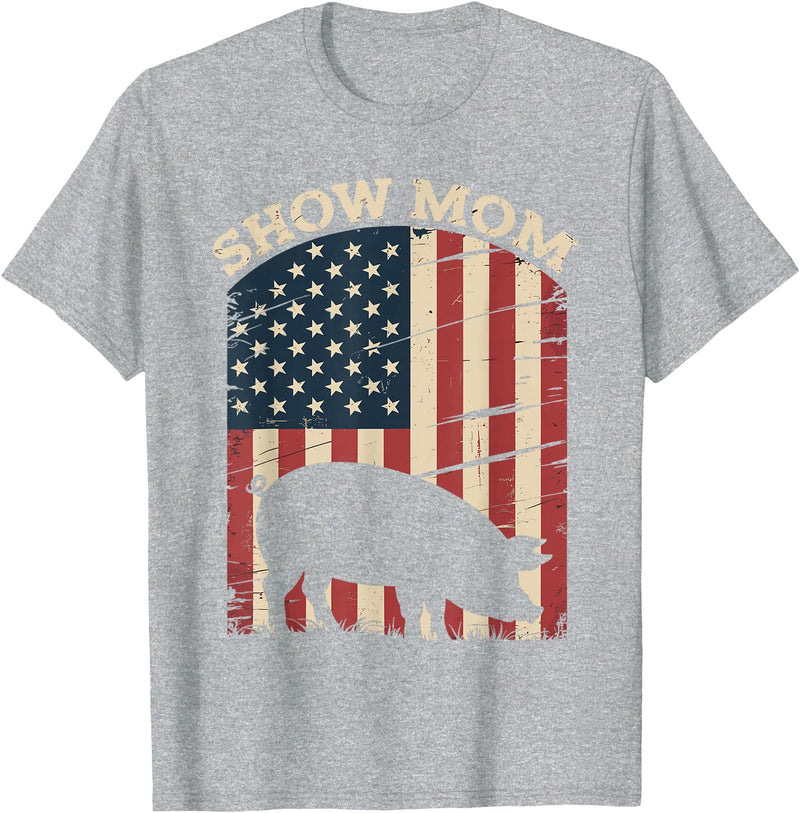 Livestock Show Gifts | Pig Show Gifts Show Mom Pig Show Livestock Pig Show T-Shirt - Heather Grey