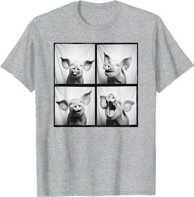 Piglet Farm Nature Photography Men Women Kids Happy Pig Face Portrait Hog Farmer Funny Farm Animal T-Shirt - Heather Grey