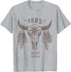 Slay It Honestly Tees 1883 Boho Cow Skull Cute Country Western Yellowstone Graphic T-Shirt - Heather Grey