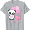 Birthday Gifts for Girls by Content Design Studio Birthday Girl 8 Panda Pink Balloons T-Shirt - Heather Grey