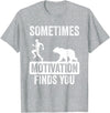 Mens Sometimes Motivation Finds You Garment Mens Sometimes Motivation Finds You Camping Bear Design T-Shirt - Heather Grey