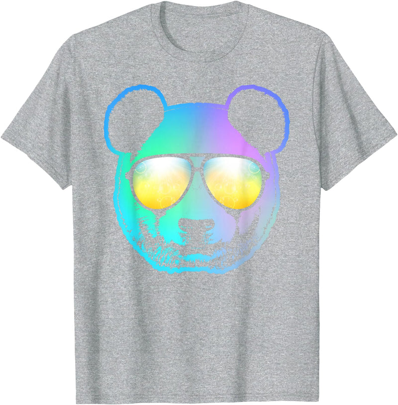 Panda Shirts Panda Neon Bear Face T-Shirt T-Shirt - Heather Grey