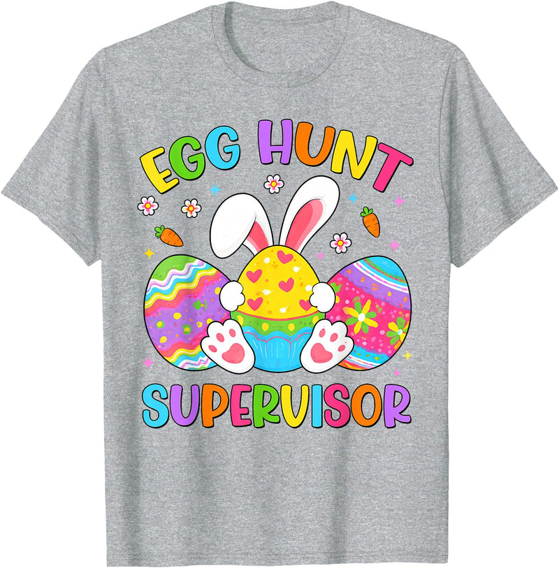 Easter Egg Hunt Supervisor Hunting Rabbit Easter Day Kids T-Shirt in Heather Grey
