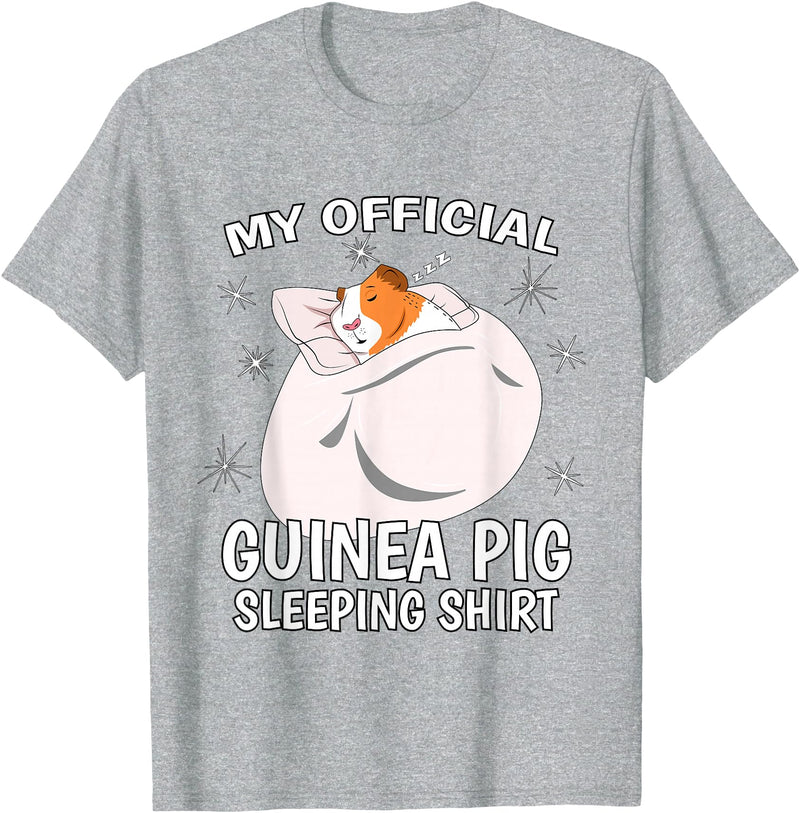 Guinea Pig Sleeping Wear Women, Men & Kids My Official Sleeping Shirt PJ Pajama Top Guinea Pig T-Shirt - Heather Grey
