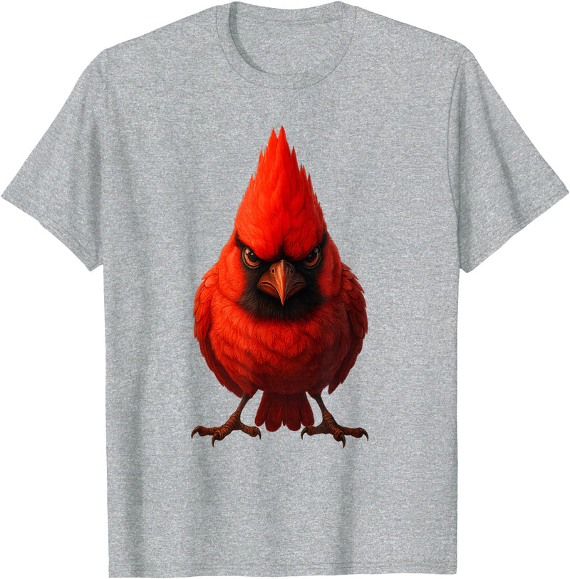 I just really like animals Angry Cardinal Artwork Red Bird Nature Wildlife Graphic T-Shirt - Heather Grey