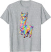 Rainbow Llama Love Pastel Hearts Kawaii Colorful Rainbow Heart Llama Kawaii Cute T-Shirt - Heather Grey