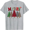 Merry Christmas Leopard Buffalo Red Plaid for Men Women T-Shirt - Heather Grey