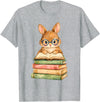 Reading Bunny Rabbit Glasses Book Bookworm Teacher Women T-Shirt in Heather Grey
