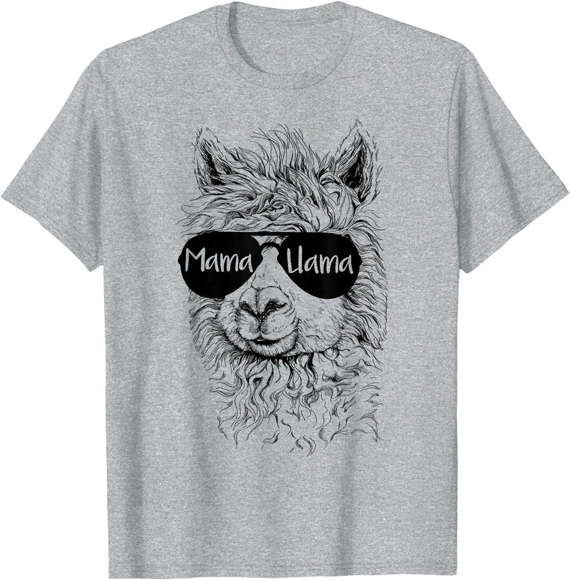 Mama Llama Funny Animal Apparel Llama Lover Mama Llama T-Shirt - Heather Grey