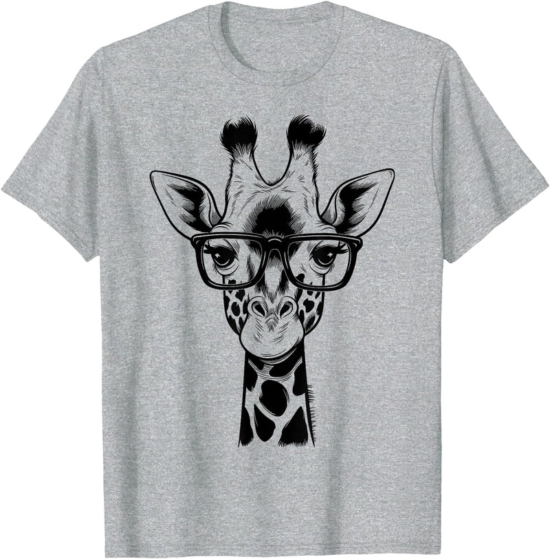 Cute Funny Giraffe Cool Summer Casual Graphic Tees Cute Giraffe Graphic Casual Summer Funny Cool Animal Lover T-Shirt - Heather Grey