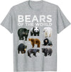 Bears of the World Creationz Eight Bears of the World Panda Polar Grizzly Black Cute T-Shirt - Heather Grey