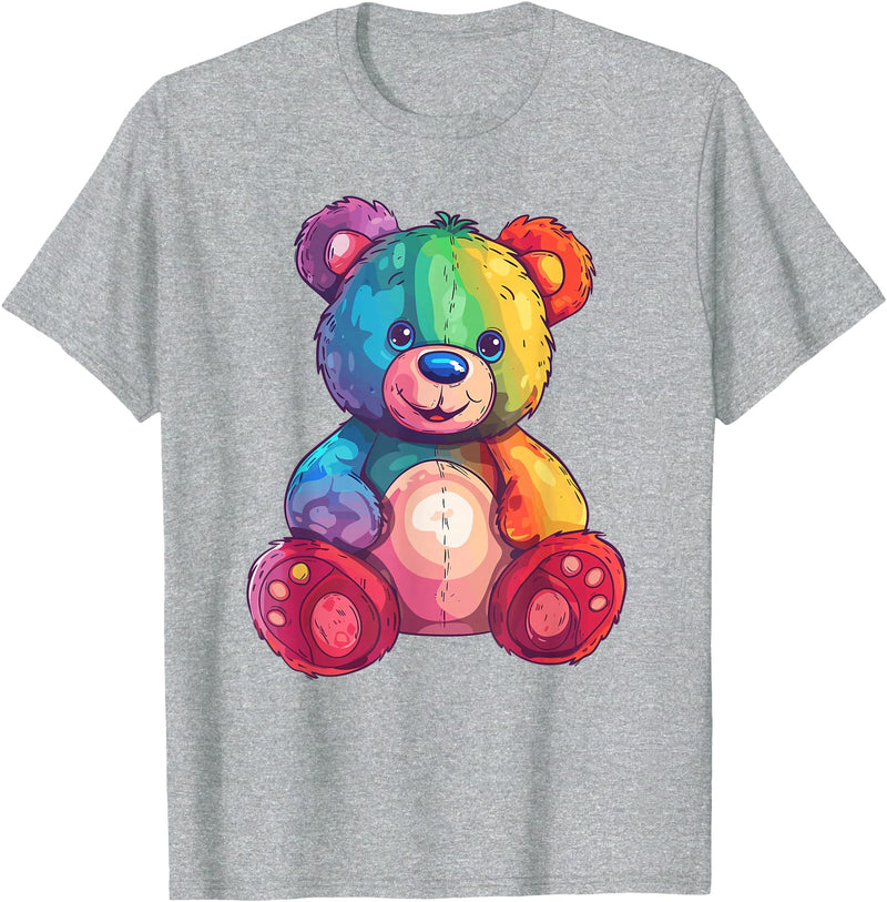 Cute Teddy Bear I Teddy Art I Kids Teddy Bear Colorful Teddy Bear T-Shirt - Heather Grey