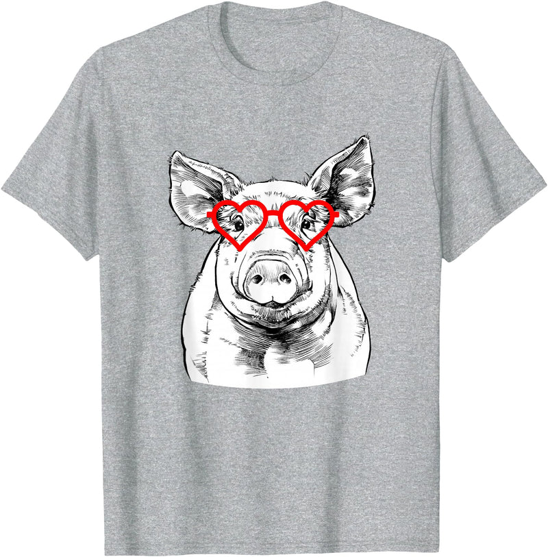 The Pawster Pig Valentines Day Farm Animal Lover T-Shirt - Heather Grey