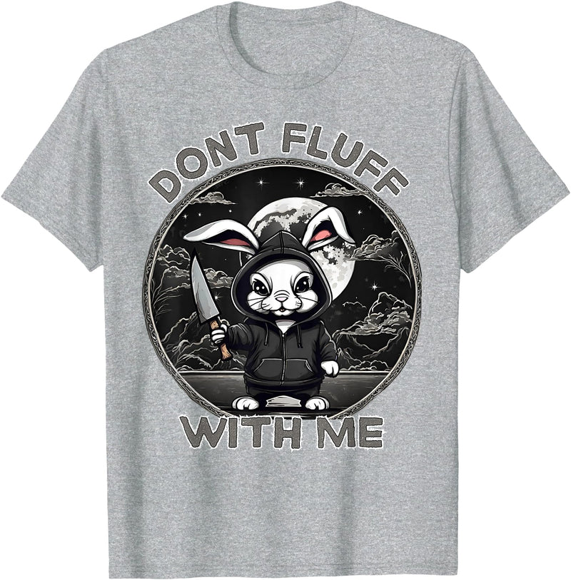 Rabbit Pun Don´t Fluff with Me Evil Bunny Costume Halloween T-Shirt in Heather Grey