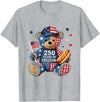 Patriotic Bear USA Vintage Co 250 Years of Freedom Patriotic Bear USA Retro T-Shirt - Heather Grey