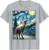 Artistic Pig Products Pig Star Gazer - Artistic Van Gogh Style Starry Night Pig T-Shirt - Heather Grey