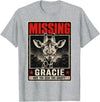 Missing Gracie Texas Giraffe Gracie The Giraffe Missing T-Shirt - Heather Grey