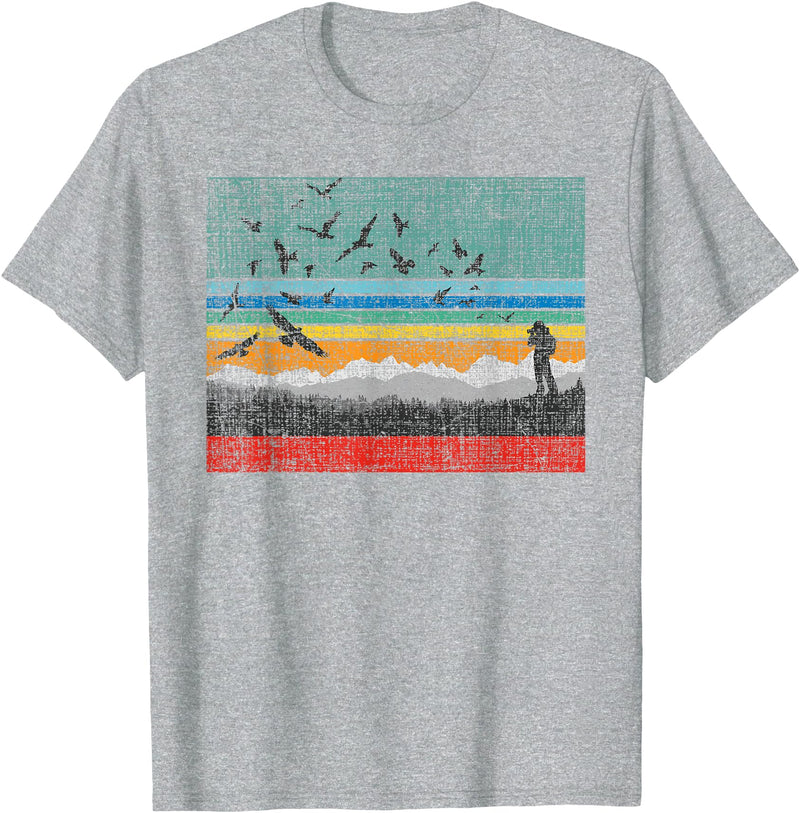 Birding & Bird Lover Shirts Retro Birding Bird Watching Bird Watcher Birder T-Shirt Small - Heather Grey