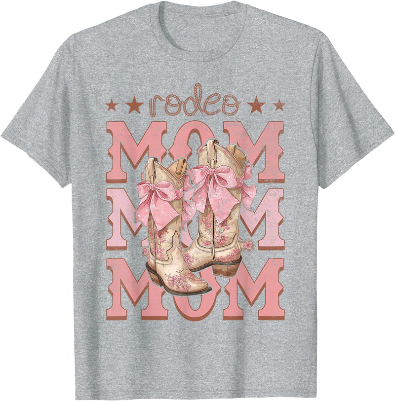 Country CowGirl Western Family Matching Rodeo Mom Pink Boots Coquette Cow-Girl Birthday Party T-Shirt - Heather Grey