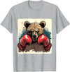 Funny Boxing Animals Boxer Bear With Boxing Gloves Kickboxing Funny Boxing T-Shirt - Heather Grey