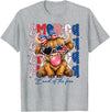 Cute Cow Creations Highland Cow 4th of July, Patriotic Cowgirl Bow Design T-Shirt - Heather Grey