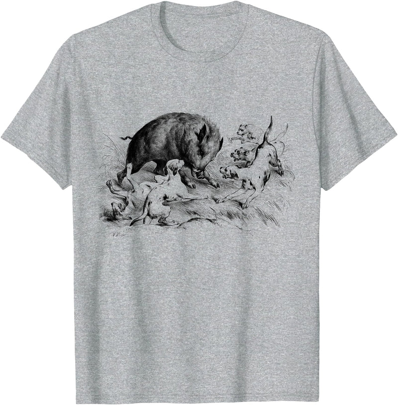 Boar hunting Wild Boar Hunter Pig Hog Hunting T-Shirt - Heather Grey