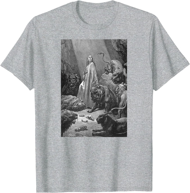 Urban Empyre Gustave Dore Daniel in the Lions Den T-Shirt - Heather Grey