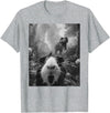 Vintage Cute Guinea Pig Bootleg Streetwear Graphic Funny Guinea Pig Selfie with T-Rex Dinosaur Dino Graphic T-Shirt - Heather Grey