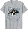 Forest Illustration Bear Art Nature Bear Wearing Sunglasses Wildlife Artwork Graphic Bear T-Shirt - Heather Grey