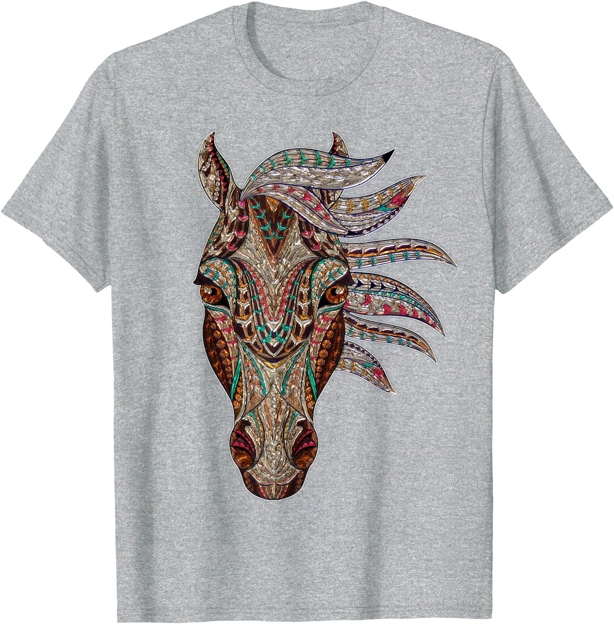 Horse Art Studios Horse Tribal Abstract Art Native American Style T-Shirt - Heather Grey