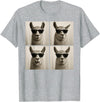 Retro Llama Portrait with Sunglasses Funny Llama Lover Cute Llama Photo Booth T-Shirt - Heather Grey