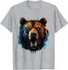 Forest Animal Art Bear Portrait Splash Forest Artwork Animal Lovers Motif T-Shirt - Heather Grey