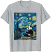 Bear Designs. Cute Panda Bear Van Gogh Style Starry Night Graphic T-Shirt - Heather Grey