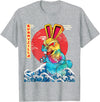 BunnyZilla Vintage Funny Cute Rabbit Art Japanese Sunset T-Shirt in Heather Grey